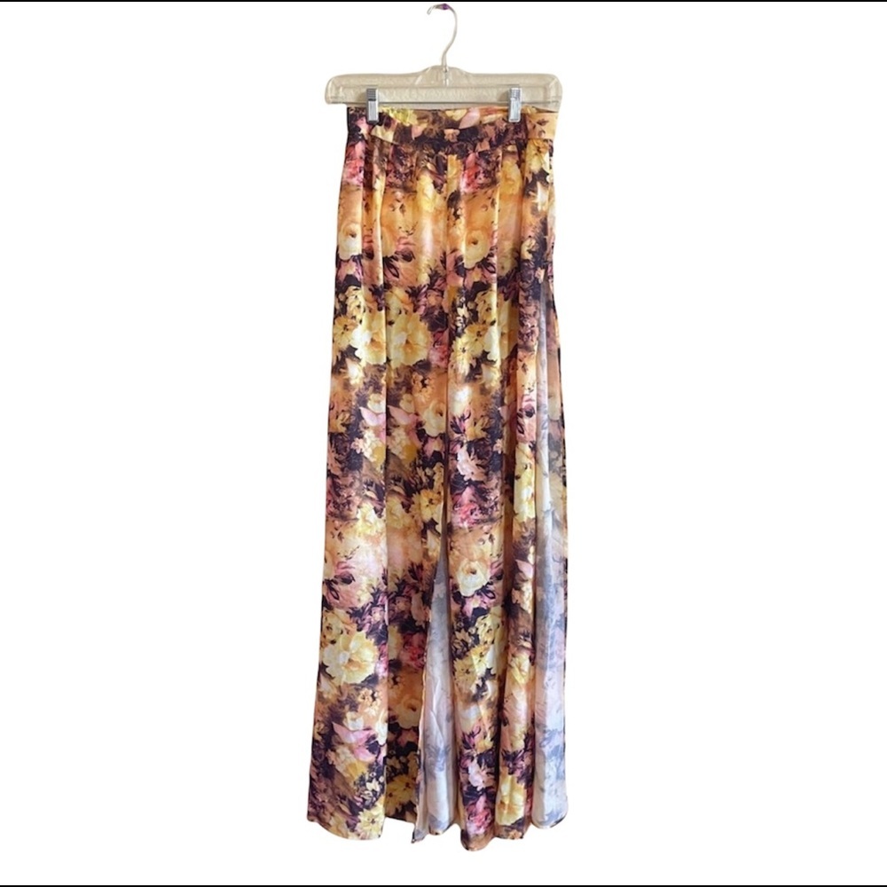 NWT Windsor Yellow Floral Open Leg Maxi Skirt